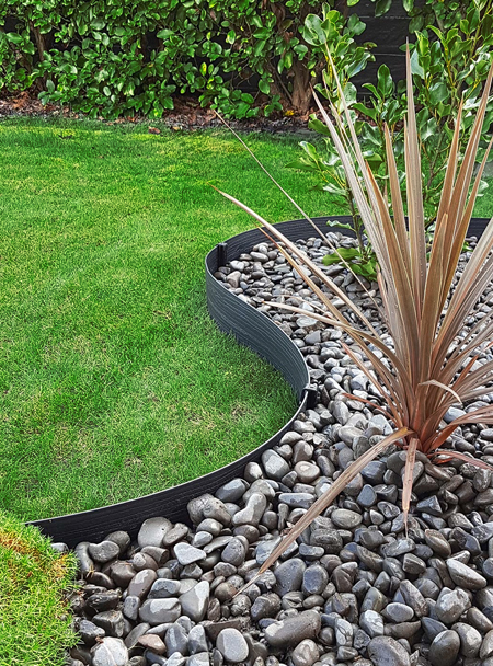 Pebbles as Edging around Lawn or Flower Beds