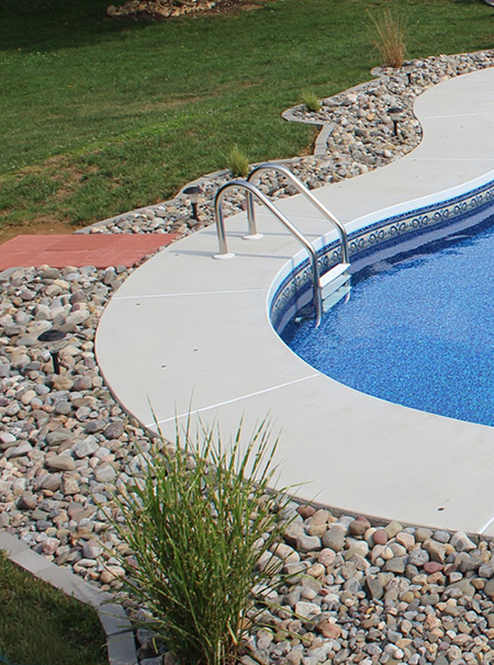 ideas for pebbles or gravel around swimming pool