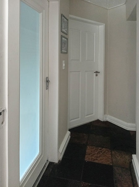 how to add glass panel to hollow core interior door