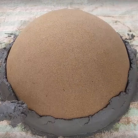 concrete pots with sand mold