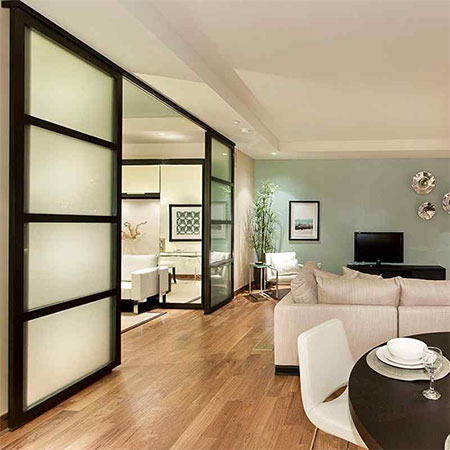 sliding doors to close off open plan living space