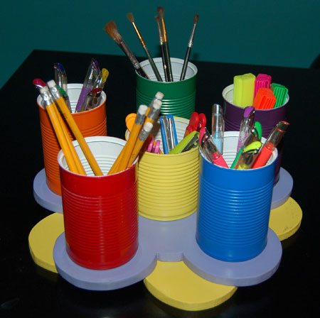 Recycled can stationery holder