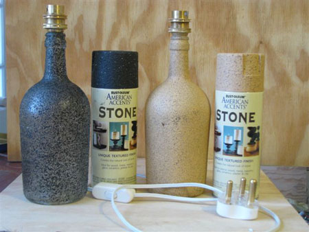 Make a table lamp from a wine bottle 