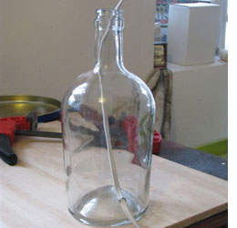 Make a table lamp from a wine bottle