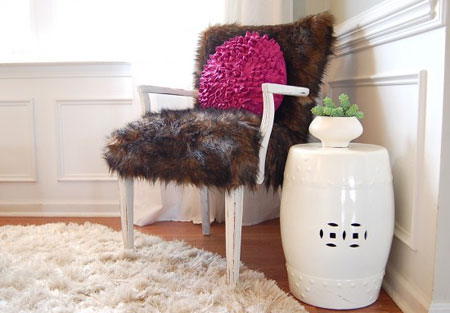 Faux fur upholstered chair