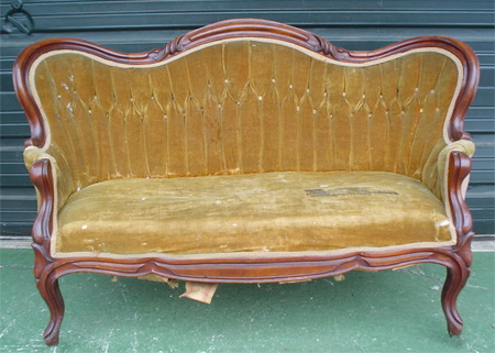 Reupholstered Victorian loveseat