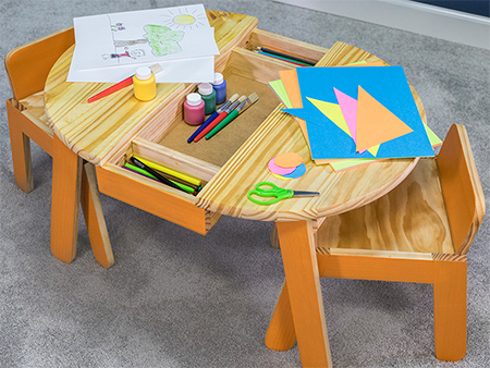 kiddies wooden table and chairs