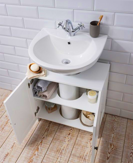 storage for under pedestal sink from