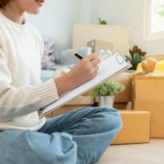 organize living room for moving day